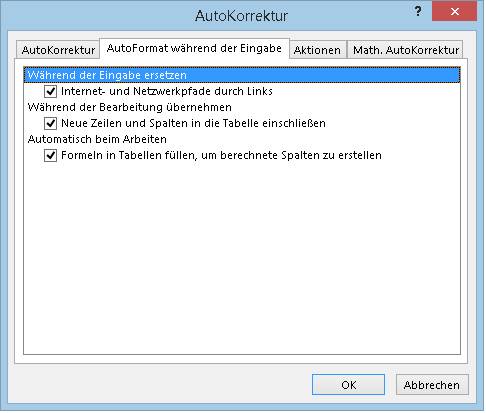Automatische Verlinkung ausknipsen