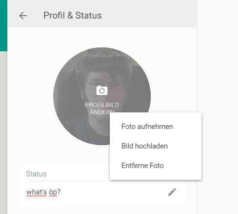Das Ändern vom Profilbild und Status ist nun über den Browser möglich