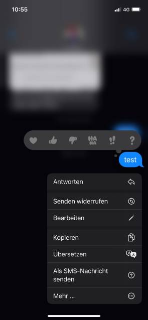 Screenshot iMessage auf dem iPhone