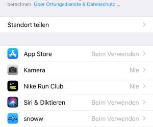 Screenshot iPhone-Einstellungen