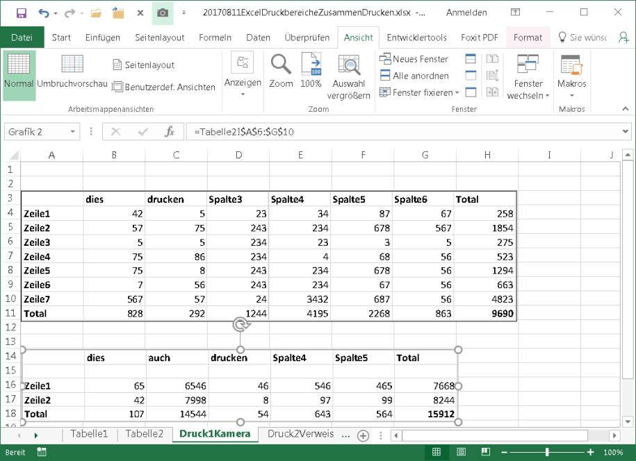 Excel Zwei Tabellenblätter Auf Eine Seite Drucken - Liste Aller Vba ...
