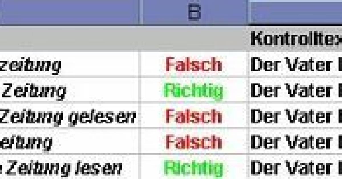 Texte in Excel vergleichen unter Berücksichtigung der Gross