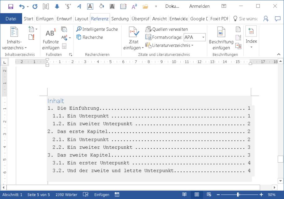 Inhaltsverzeichnis erstellen in Word - pctipp.ch