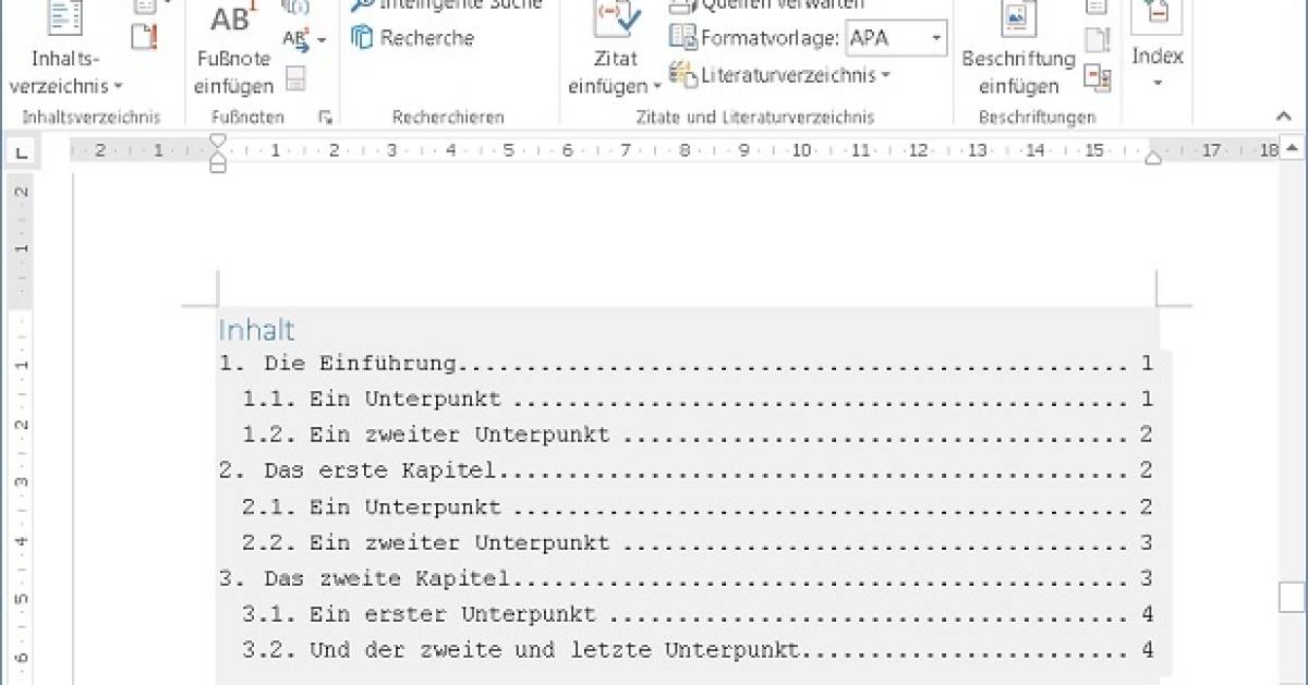 Inhaltsverzeichnis erstellen in Word - pctipp.ch