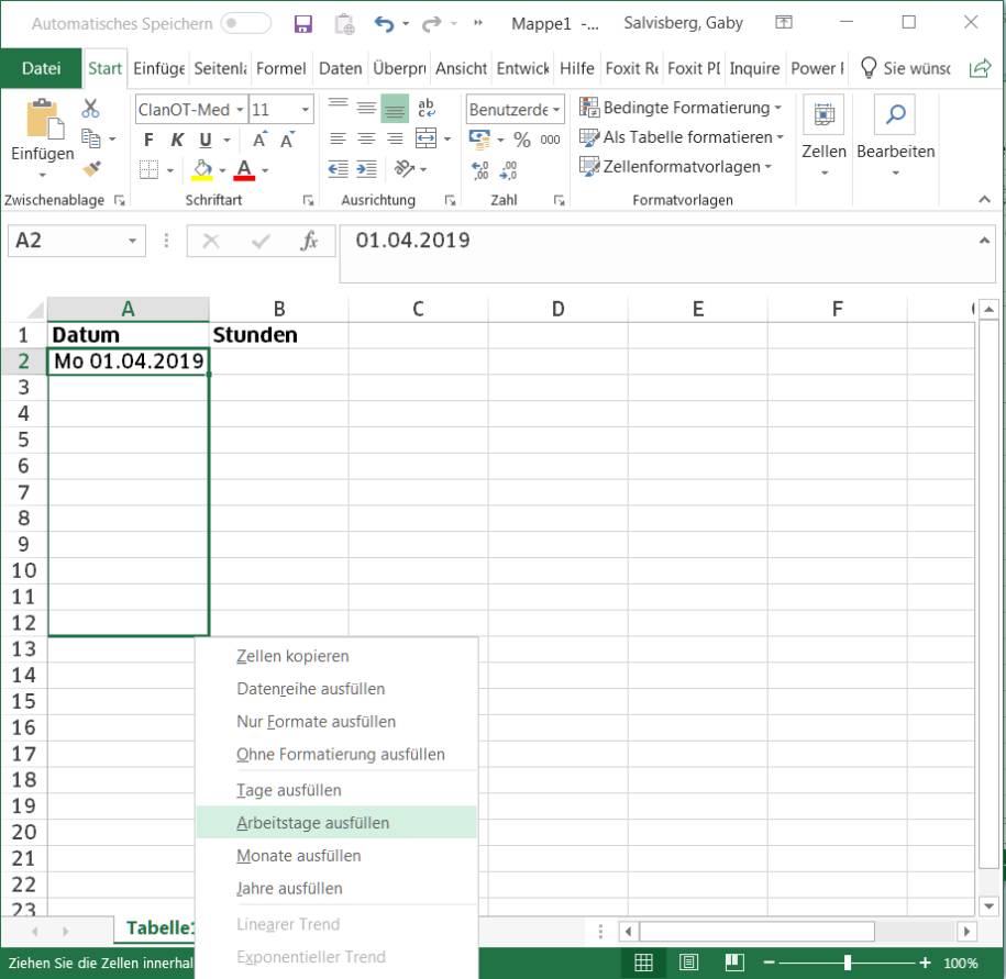 Excel Datumsreihe Ohne Wochenende Ausfullen Pctipp Ch