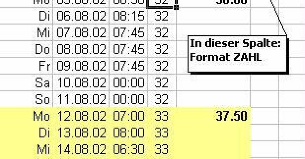 Summe der Stunden der aktuellen Kalenderwoche ermitteln ...