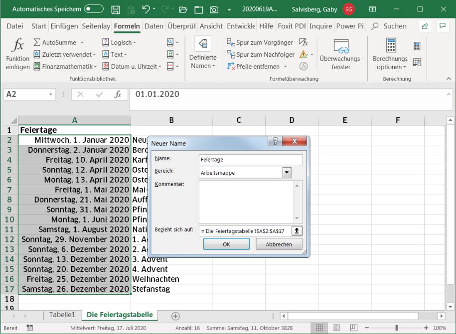 Excel: Arbeitstage für Projekt berechnen - pctipp.ch