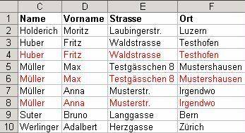 Duplikate Einer Excel Adressliste Anzeigen Pctipp Ch