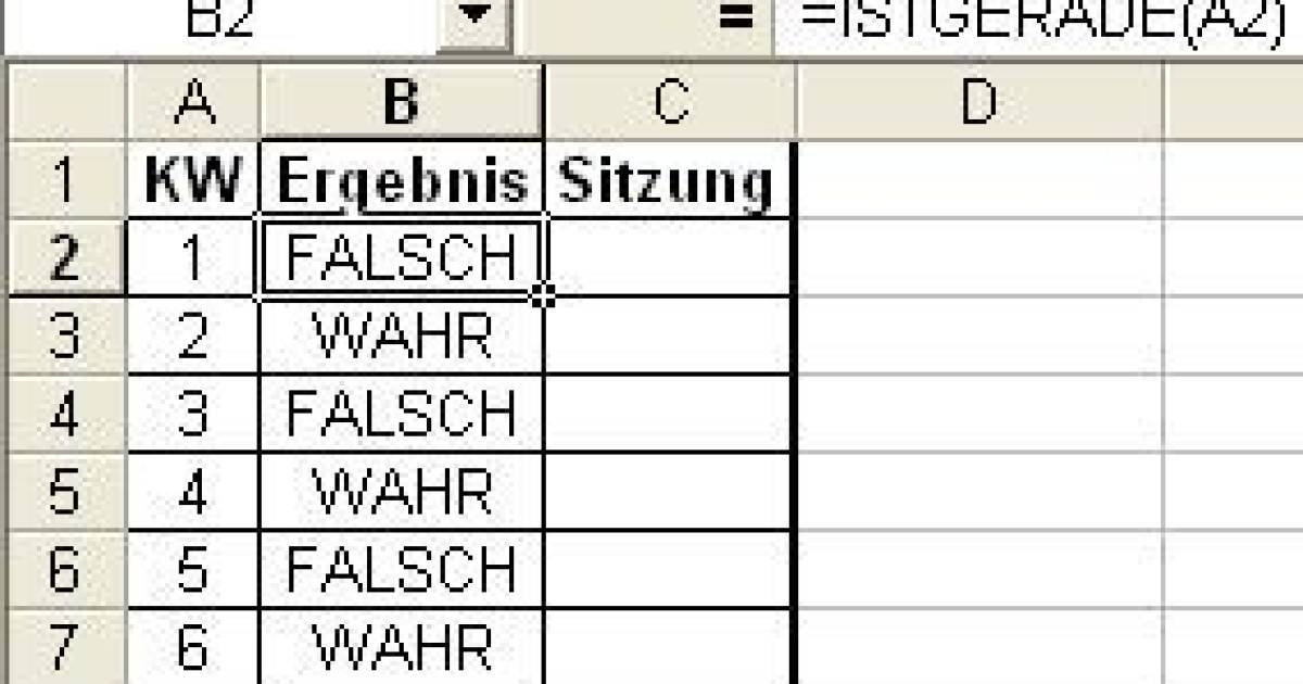 Excel: Ist die Kalenderwoche gerade oder ungerade? - pctipp.ch