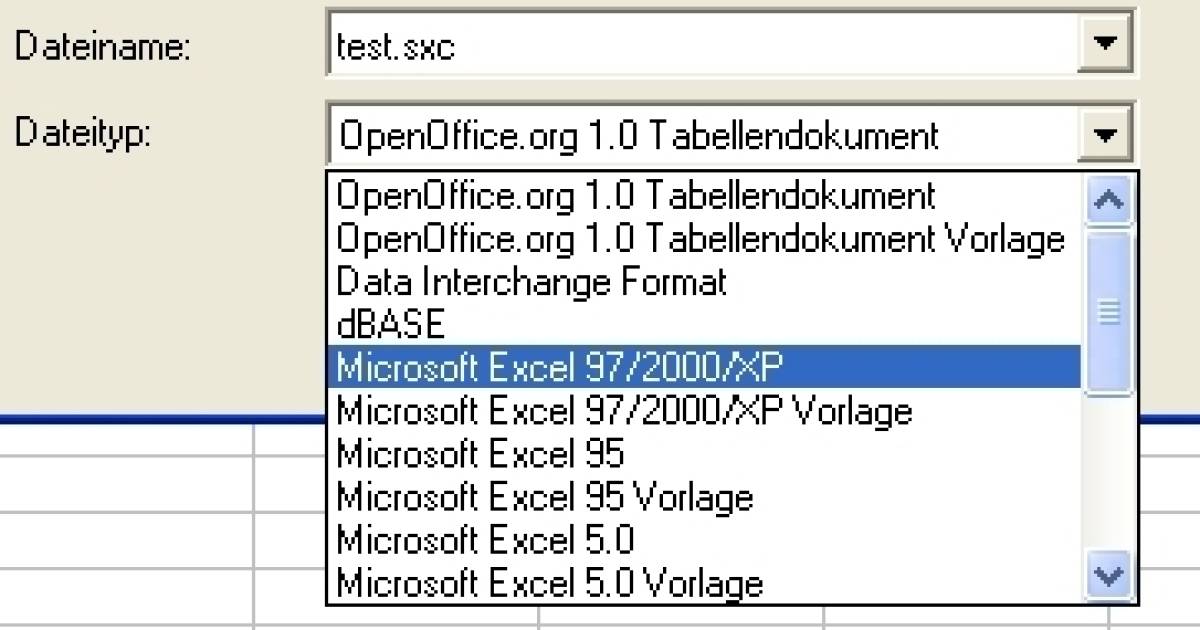 OpenOffice.org-Datei in Excel öffnen - pctipp.ch