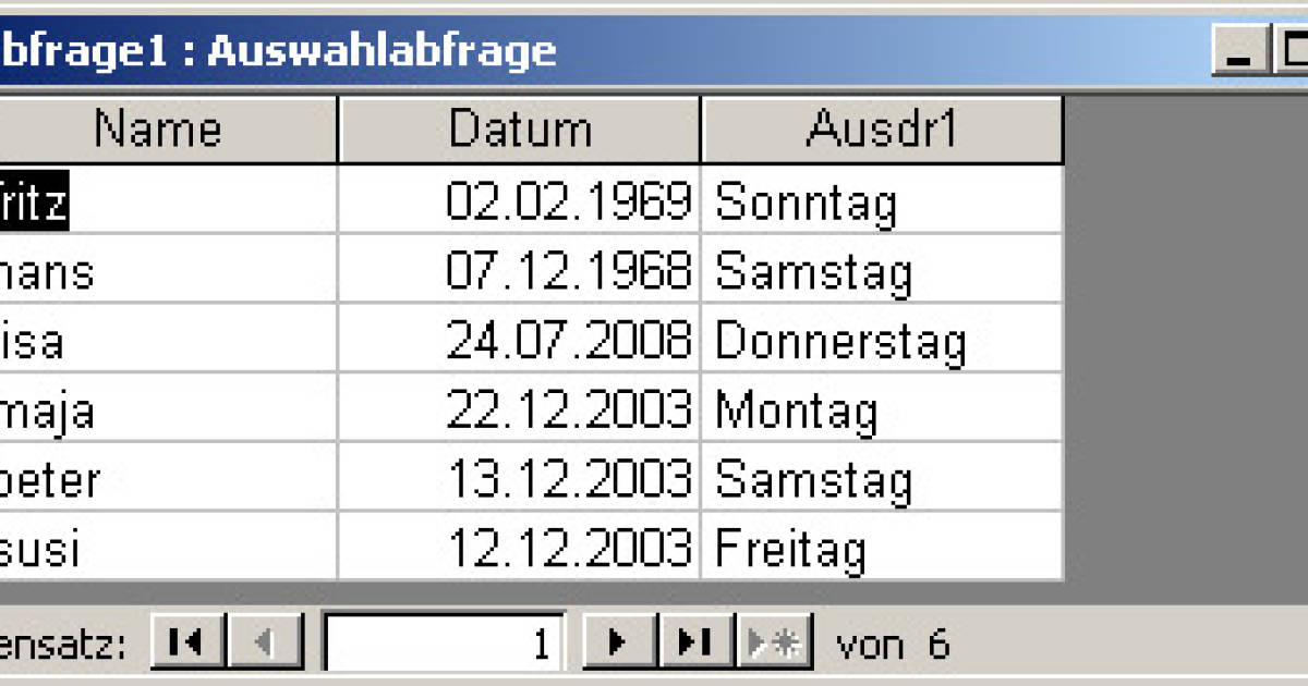 Wochentag eines Datums in Access ermitteln - pctipp.ch