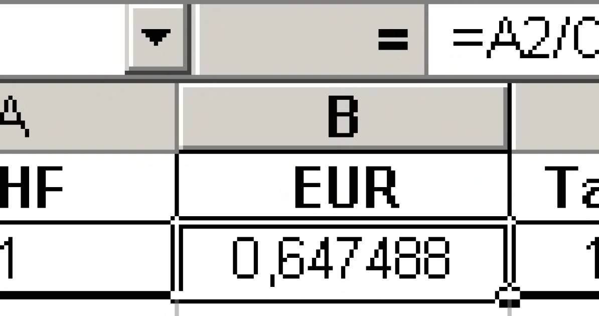 Excel Umrechnung EUR CHF pctipp.ch