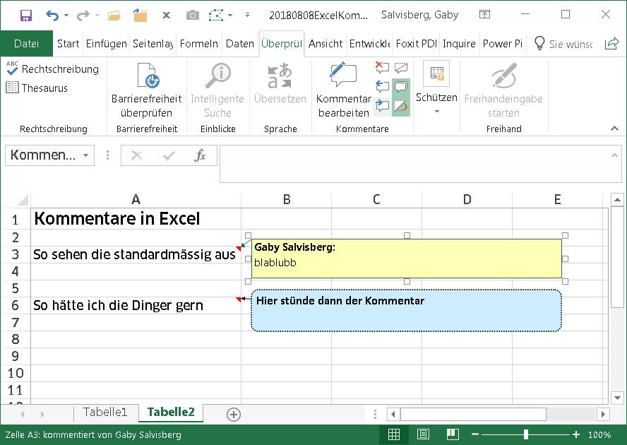 Excel Standardformat Des Notizen Bzw Kommentarfelds Andern Geht Das Pctipp Ch