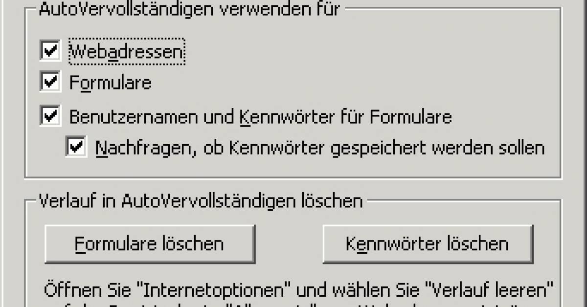 Gespeicherte Eingaben im Internet Explorer löschen - pctipp.ch