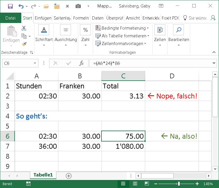 excel stunden mit franken multiplizieren pctipp ch