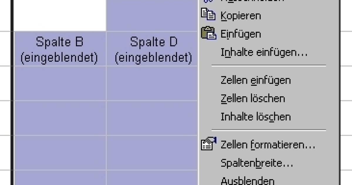 Excel Spalte einblenden pctipp.ch