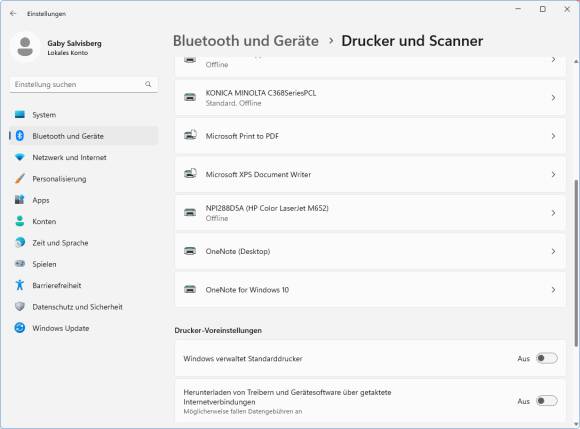 Die Windows-11-Drucker-Einstellungen