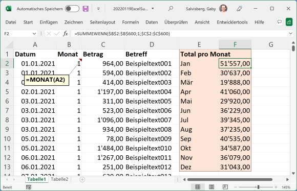 Die fertigen Excel-Formeln