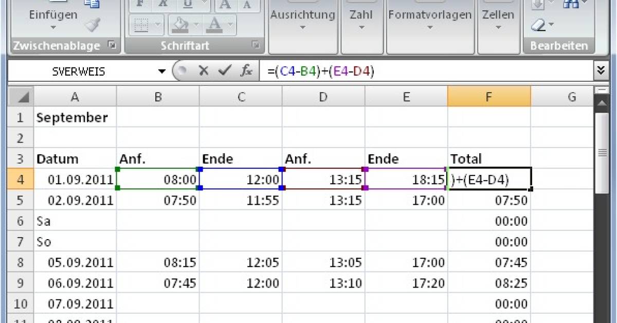 Excel: Mehr als 24 Stunden addieren - pctipp.ch