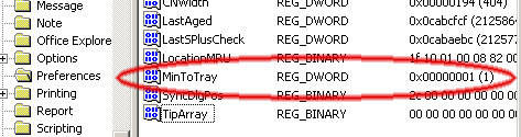 Der Eintrag sorgt fürs Minimieren von Outlook in den Systemtray