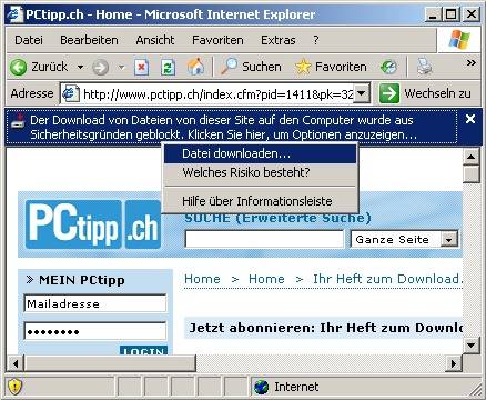 Klicken Sie auf die gelbe Leiste, um die Datei herunterzuladen