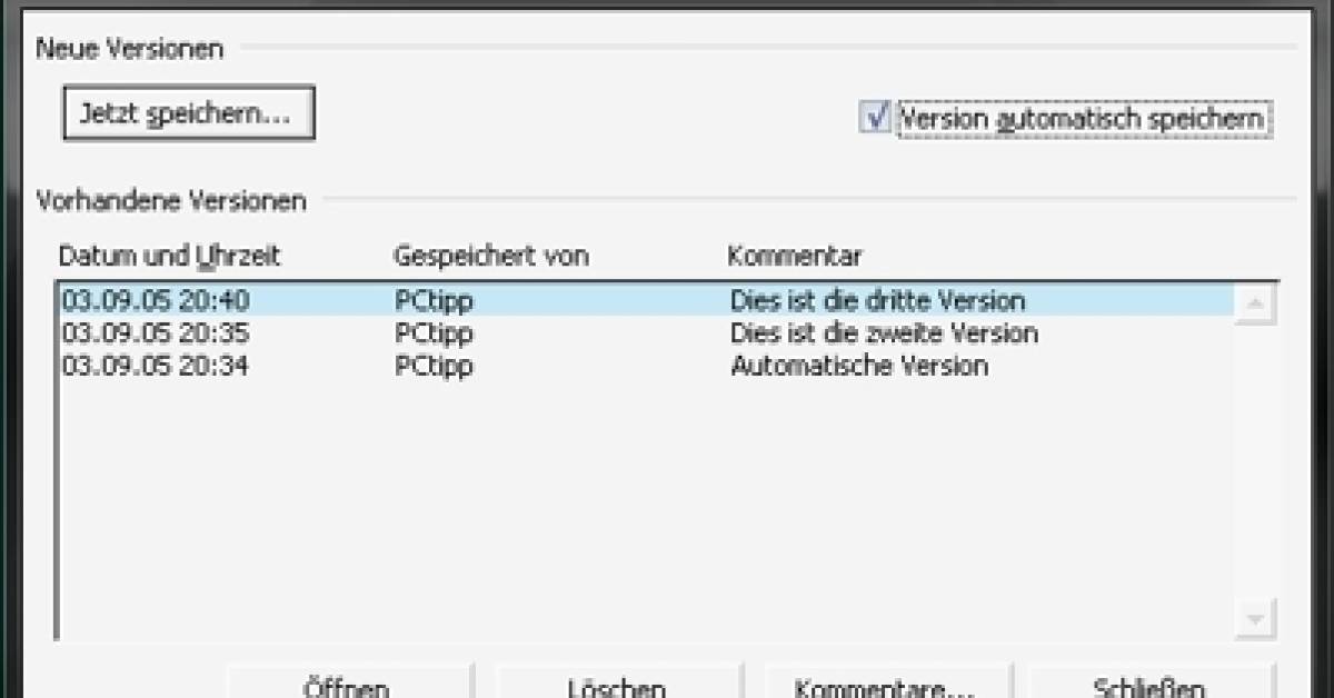 Word: Verschiedene Versionen speichern - pctipp.ch