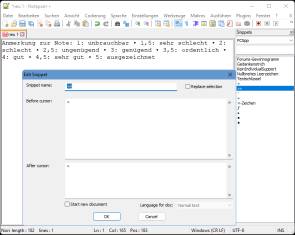 NotepadPlusPlus-Screenshot mit einem Snippet