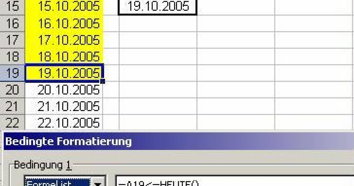 Bedingte Formatierung anhand des Datums - Excel - pctipp.ch