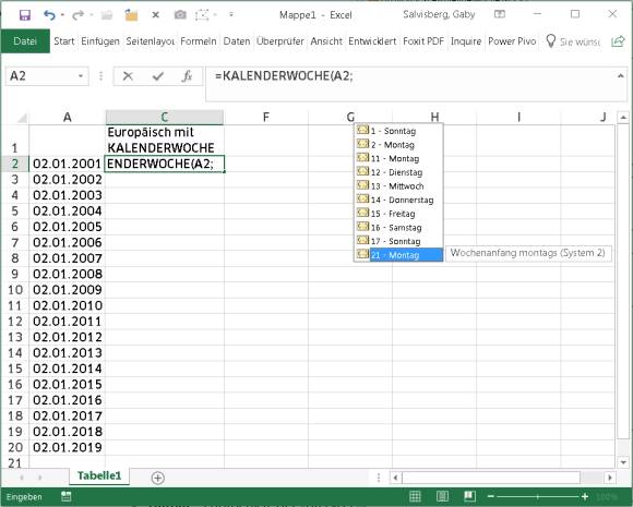 Excel: Kalenderwoche wird falsch berechnet - pctipp.ch
