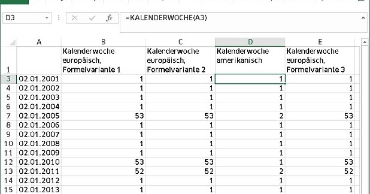 Excel Kalenderwoche Wird Falsch Berechnet Pctipp Ch