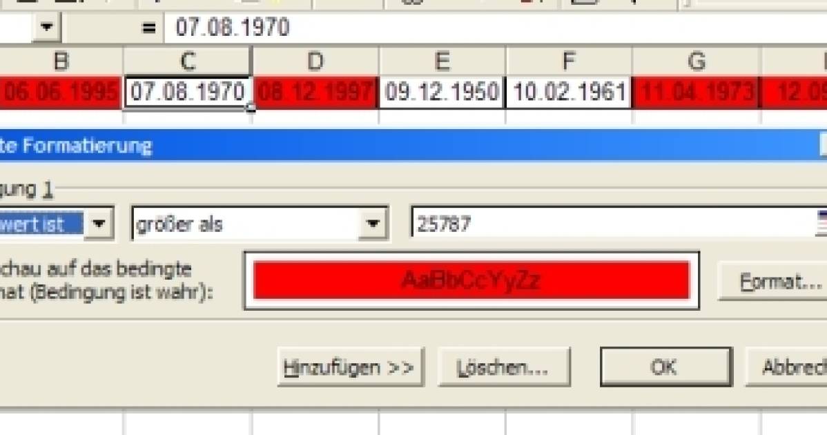 Excel Einträge ab einem bestimmten Datum farbig markieren pctipp.ch