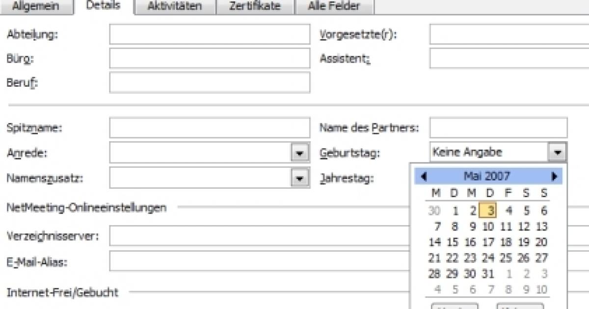 Geburtstage im Outlook - pctipp.ch