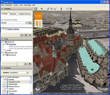 Google Earth: Dresden dreidimensional