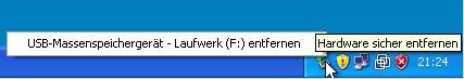 USB-Stick vor dem Ausstecken ordnungsgemäss abmelden