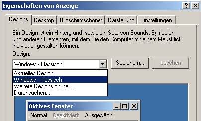 Symptom: Nur das klassische Windows-Design steht zur Verfügung. Der Windows-XP-Stil fehlt.