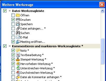 Blenden Sie die gewünschte Werkzeugleiste ein