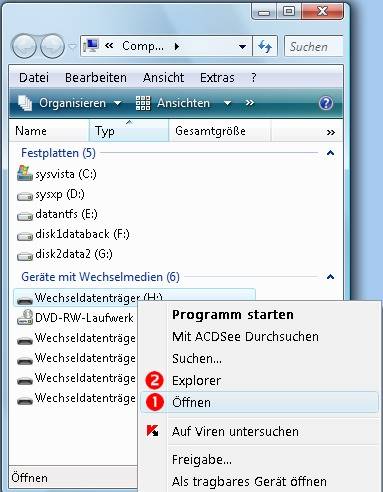 Bei unbekannten USB-Sticks und Speicherkarten: Niemals «Programm ausführen» wählen.