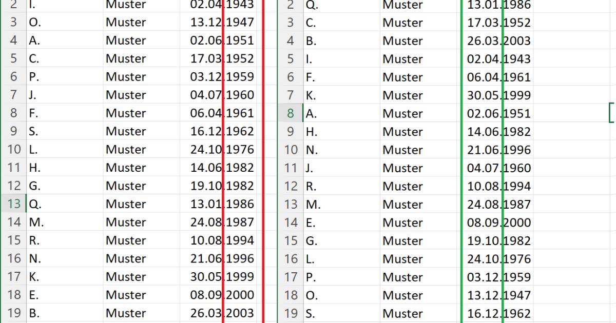 Excel Liste nach Geburtsmonat sortieren pctipp.ch