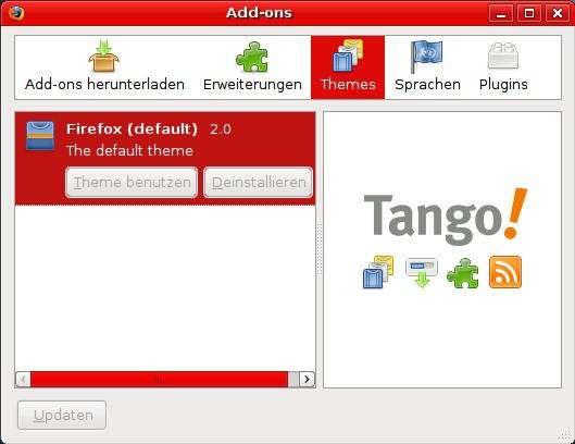 Der Add-on- und Theme-Dialog im Firefox 3.0