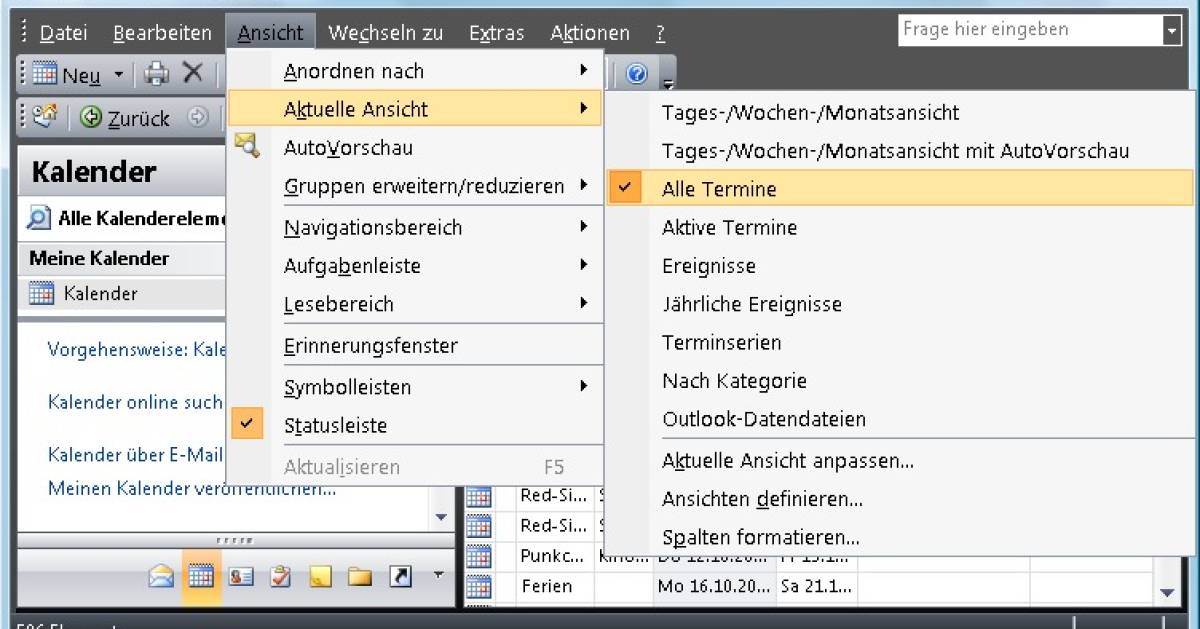 Outlook 2007: Alle Kalenderdaten löschen - pctipp.ch