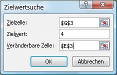 Füllen Sie die Zielwertsuch-Felder passend aus