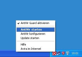 Das Avira-Symbol in der Systemablage