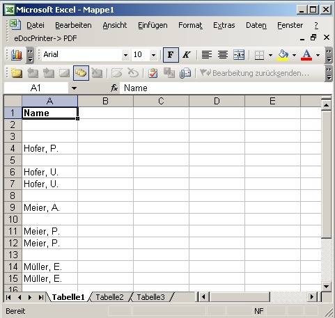 Excel: Leerzeile nach neuem Zelleninhalt - pctipp.ch