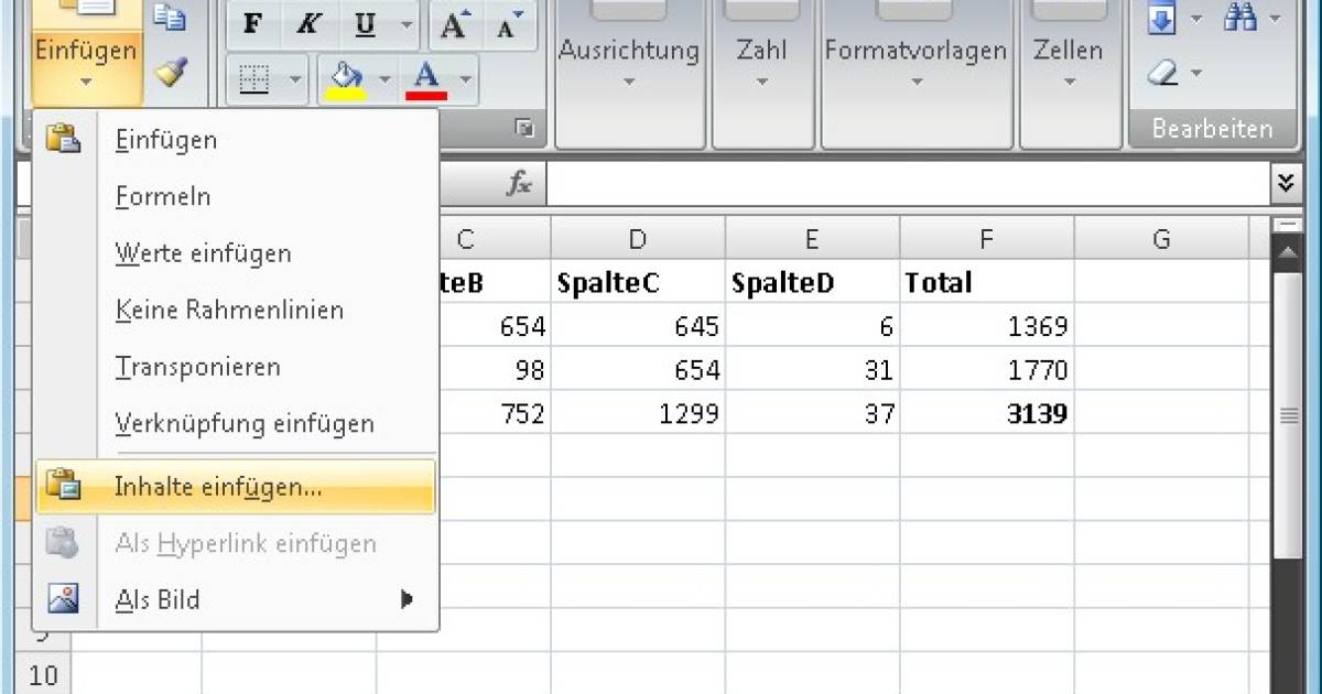 Excel Daten ohne Formeln kopieren pctipp.ch