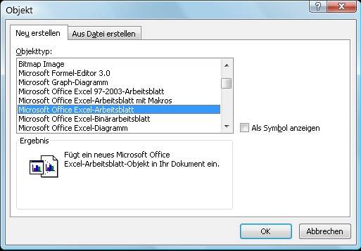Fügen Sie ein leeres Excel-Arbeitsblatt ein