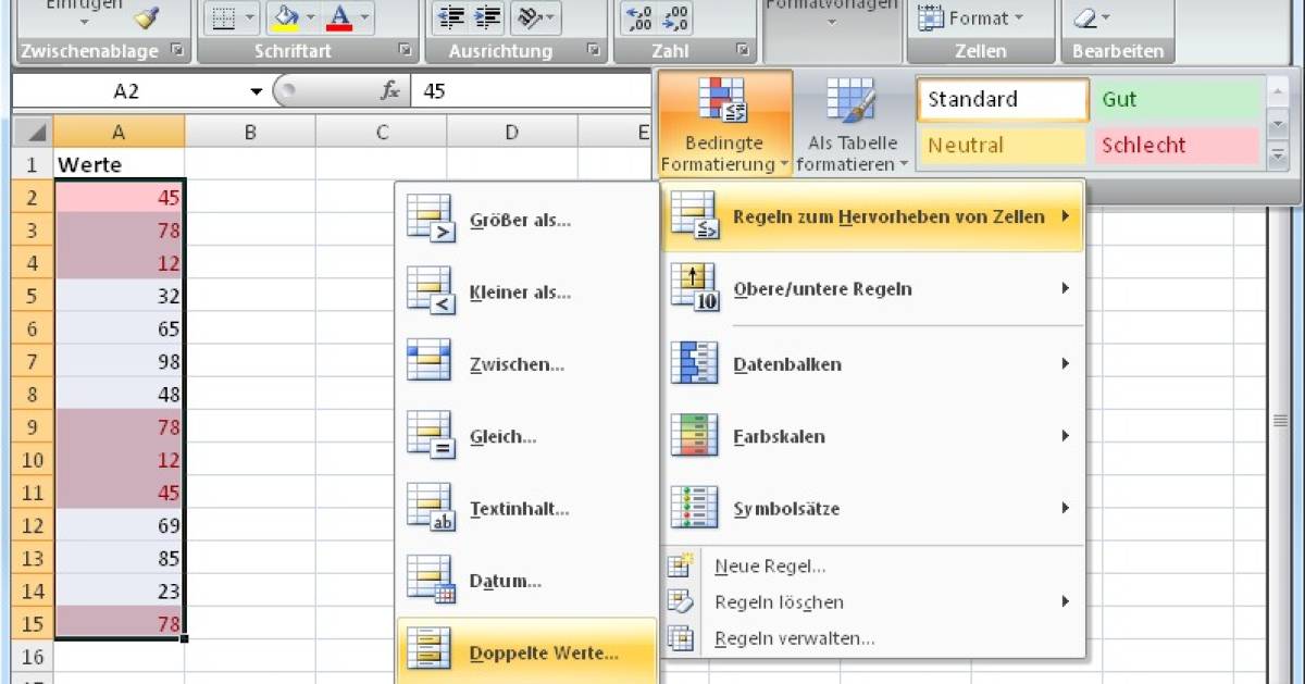 Excel 2007: Doppelte Daten finden - pctipp.ch