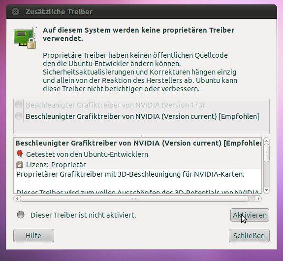 Screen 8: Aktivieren Sie den proprietären Grafiktreiber