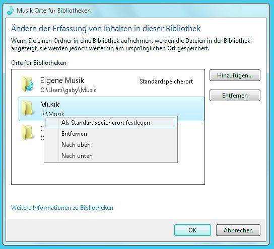 Screen 2: Hier bestimmen Sie den Standardordner, in dem die Dateien jeweils landen sollen