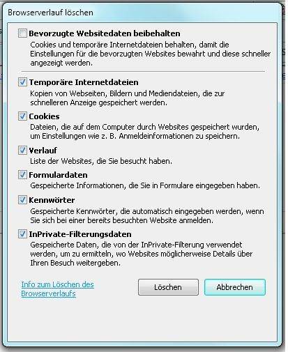 Screen 3: Löschen Sie regelmässig sämtliche Spuren, die Ihr Webbrowser hinterlässt
