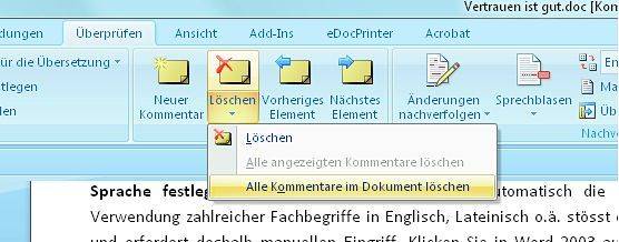 Screen 6: Hüpfen Sie mit den rot umrahmten Pfeilsymbolen von einem Kommentar zum nächsten
